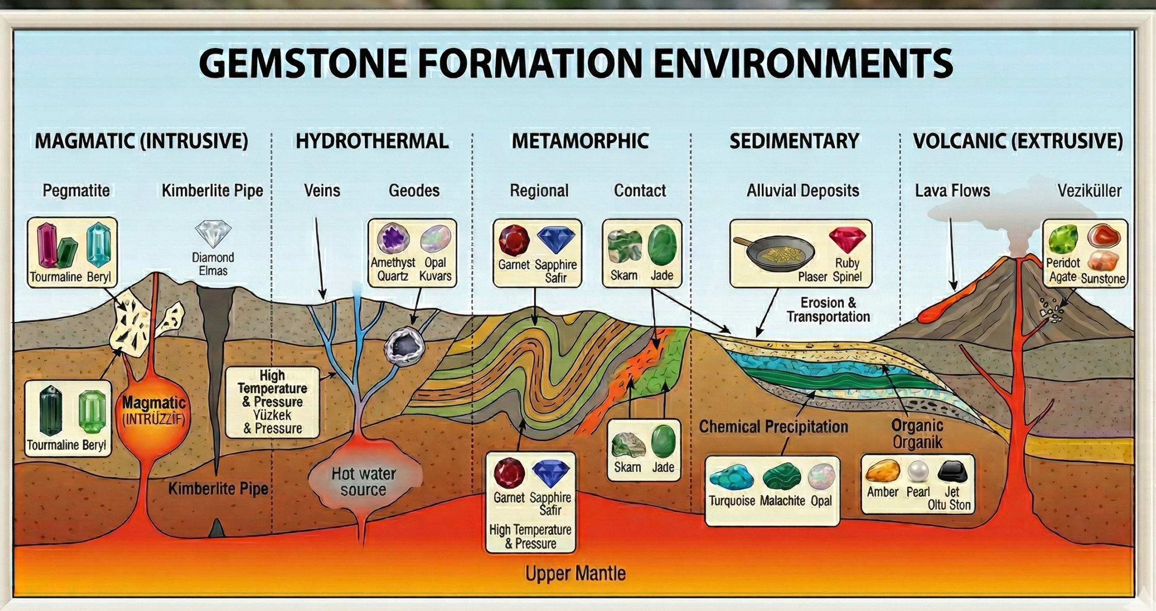 Formation of gemstones