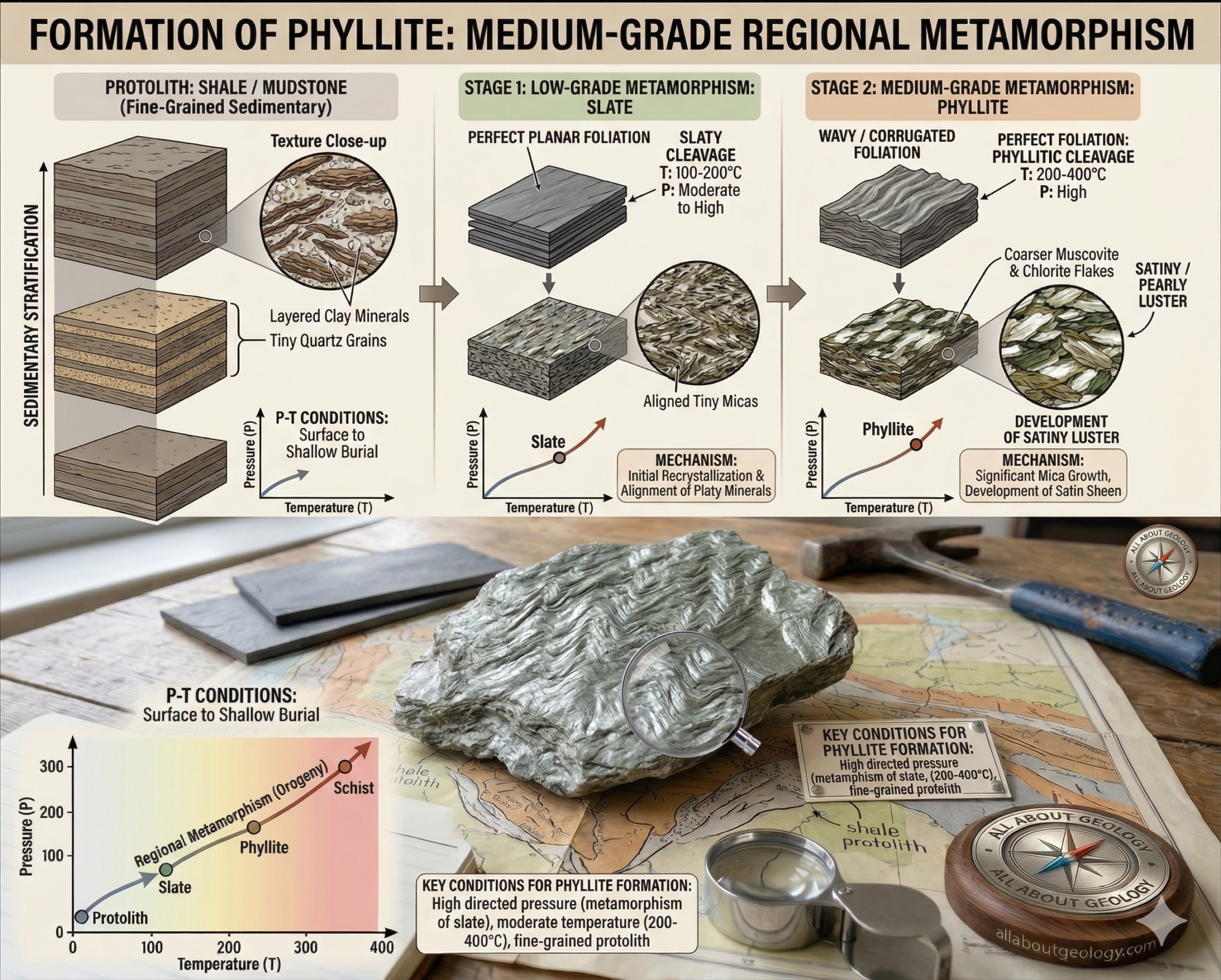 Phyllite Proplotys Phyllite - ALL ABOUT GEOLOGY