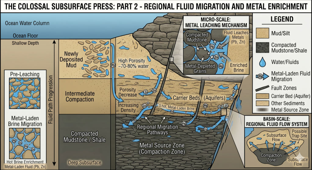 Basinal brine fluid migration pathways through permeable aquifers and deep fault zones
