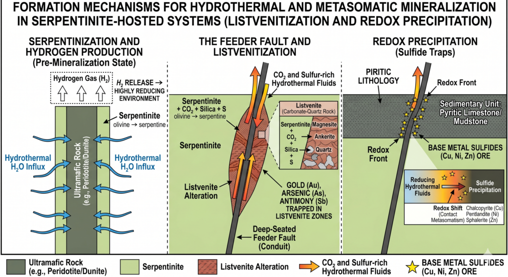 Mineralization in Serpentinites