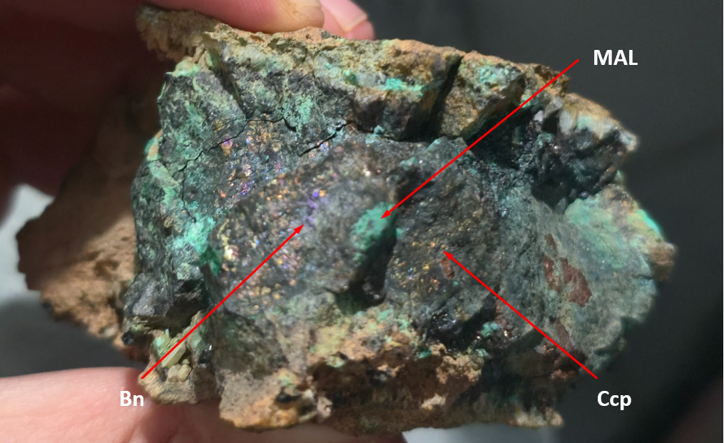 Bornite-Chalcopyrite-Malachite
