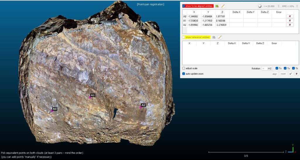 Lidar referancing on cloudcompare