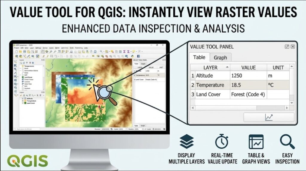 Value Tool multi-layer raster inspection in QGIS