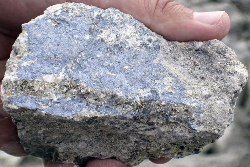 Porphyry copper stockwork B-vein with molybdenite Butte Montana